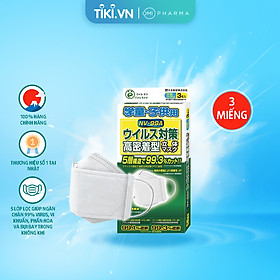 Khẩu trang trẻ em Virus Off - Ohki Nhật Bản thiết kế 3D ôm sát mặt NV-99A 3 miếng