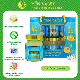 Nước tổ yến đường ăn kiêng - YẾN XANH (15% tổ yến) - Lốc 6 lọ x 70ml, tốt cho người bị tiểu đường, người cần ăn kiêng