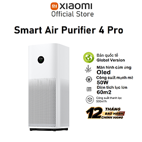 Máy lọc không khí Xiaomi Smart Air Purifier 4 Pro Tạo ion Diện tích lọc lớn 60m2 Bản Quốc Tế - Hàng chính hãng