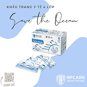 Khẩu trang y tế 4 lớp Save the Ocean NPCARE - Hộp 50 cái