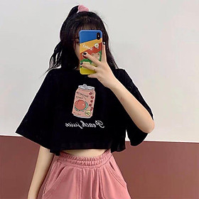 Áo croptop form rộng in họa tiết lon nước cực đáng yêu