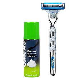 Dao cạo râu Gillette Mach3 Turbo và Bọt cạo râu Gillette Hương Chanh 50G