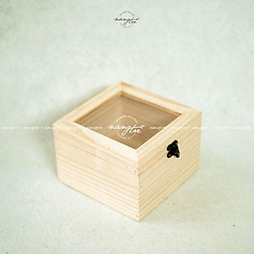 Mua Hộp gỗ vuông nắp kính - Hộp gỗ đựng đồ đa năng - Hộp gỗ tự nhiên