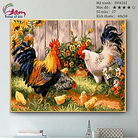 Mua Tranh tô màu theo số gia đình gà DV4241