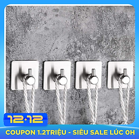 Bộ 4 Móc Treo Đồ Inox SUS304 Đơn Sử Dụng Keo Dán Tiện Lợi Không Cần Khoan Tường