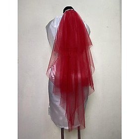 Voan lup cô dâu đỏ đô chất liệu voan Mỹ Gianpkc phụ kiện cưới Giang