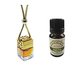 Combo 50ml tinh dầu bạc hà và 1 chai treo nắp vuông (treo xe, tủ quần áo, nhà tắm)- Giao mầu ngẫu nhiên