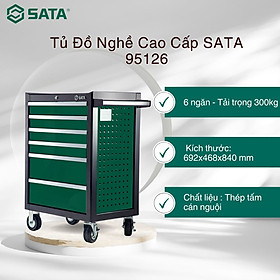 Tủ đồ nghề 6 ngăn 27 inch (692x468x840mm) SATA 95126 xe đẩy chứa dụng cụ sửa chữa - Hàng chính hãng