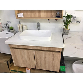 Mua Combo chậu lavabo bán âm vuông và vòi cổ xoay. KH đọc kỹ phẩm mô tả sp
