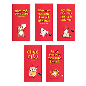 Bao Lì Xì SDstationery - Chúc chuẩn dzui - con thú vui nhộn - màu đỏ (bộ 5 cái)