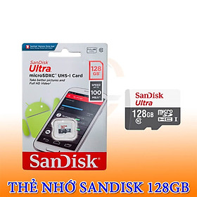 Thẻ nhớ Micro SD SanDisk Ultra 256Gb-128G UHS-I - 100MB/s Class 10, Thẻ nhớ camera, Thẻ nhớ điện thoại - hàng chính hãng - 128GB