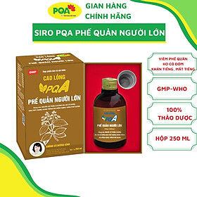 Phế Quản Người Lớn PQA Hỗ Trợ Thanh Họng, Giảm Viêm Phế Quản, Hen Suyễn, Ho Nhiều Hộp 250ml