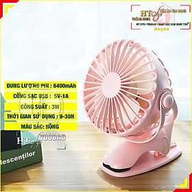 Quạt sạc tích điện mini HT SYS- Yoobao - 6400mAh-04 cấp độ gió - Đế kẹp đa năng - Góc xoay 720 - Hàng Nhập Khẩu