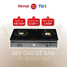 Bếp gas dương Rinnai RV-8711(GL-Sp) mặt bếp kính và kiềng bếp men - Hàng chính hãng.