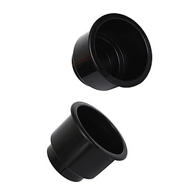 2 Pieces Black Side/Center Hole Recessed Cup Drink Holder for Marine Boat RV