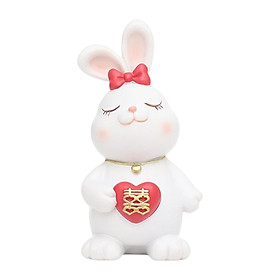 Rabbit Statue Weddings Bunny Resin Figurines for Cabinet Home