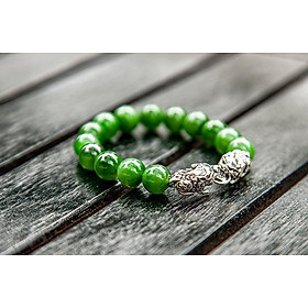 Vòng phong thủy Phật ngọc (Ngọc bích Canada) thiên nhiên mix kỳ lân 7A VT099