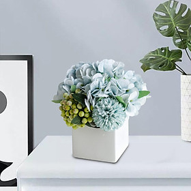 Artificial Silk Flowers Hydrangea With Ceramic Vase