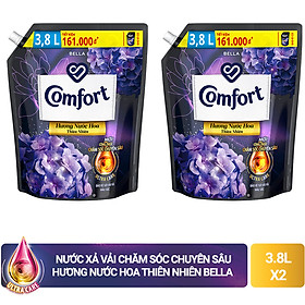 Hình ảnh Combo 2 túi nước xả vải làm mềm vải Comfort Chăm sóc Chuyên sâu Hương nước hoa thiên nhiên Bella túi 3.8L