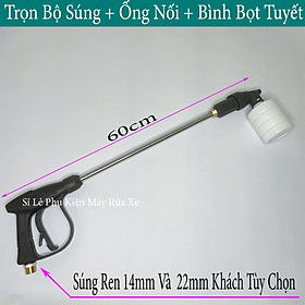 Mua Bộ súng xịt rửa xe và ống nối dài 38cm kèm bình phun bọt tuyết 0 5L cho máy xịt rửa xe ren 22mm và 14mm