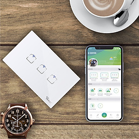 Mua Công tắc cảm ứng thông minh 3 kênh (3 nút) HCN kiểu ngang