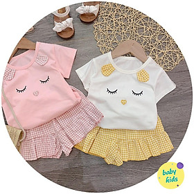 Sét bộ bé gái mèo nhắm mắt quần giả váy cho bé gái từ 8kg đến 22kg
