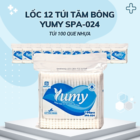 Lốc 12 gói Tăm bông Yumy người lớn thân nhựa túi 100 que SPA-024