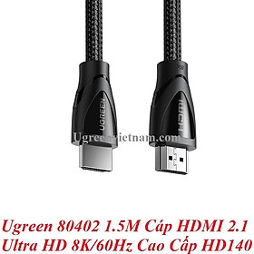 Mua Cáp tín hiệu HDMI 2.1 dài 1M 1.5M 2M Ultra HD 8K @ 60Hz Ugreen 80401 80402 80403 Cao Cấp - Hàng chính hãng