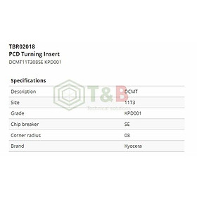 Mua Mảnh dao tiện kim cương PCD  Kyocera Model DCMT11T308SE KPD001