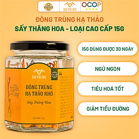 Đông trùng hạ thảo Dr. Trung Sấy thăng hoa loại Cao cấp - Công thức cải tiến bổ sung tảo Spirulina và Protein thực vật tạo dược chất cao, Sợi dài chọn lọc - Giúp cải thiện giấc ngủ, Ổn định huyết áp, Tăng hệ miễn dịch, Giảm nguy cơ đột quỵ