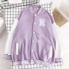 Áo Khoác Nỉ Bông Bomber Jacket Jemcloset R & Ray Tay Dài Form Rộng Unisex Nam Nữ