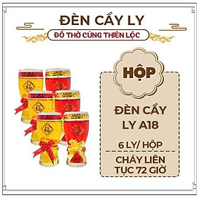 Đèn Cầy Ly Cúng A18L Cao 14cm Cháy Liên Tục 2 Ngày Đồ Thờ Cúng Thiên Lộc - Hộp 6 Ly