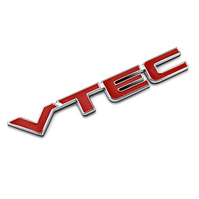 Decal tem chữ inox VTEC dán đuôi xe ô tô