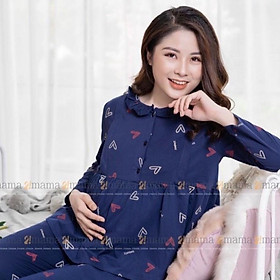 Bộ bầu và cho con bú sau sinh Dài Tay, chất cotton Cao Cấp cho mẹ bầu mặc