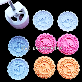 Mua Khuôn trung thu lò xo  khuôn ép xôi 4 mặt hình tròn Phúc Lộc Thọ Tài – Mã số 1234