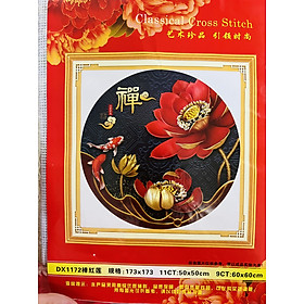 Tranh thêu kín chữ thập Hoa sen DX1172, kích thước 50*50 cm