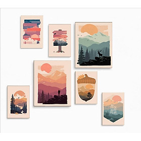 Mua 20 Bộ 7 tranh dán tường  dày 5mm tranh decor  sticker canvas có sẵn băng keo 2 mặt