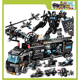 Đồ chơi lắp ráp SWAT 8 trong 3 – Biến hình xe quân sự, robot, trực thăng – 820 chi tiết – 51 mô hình sáng tạo – Quà cho bé trai 6+