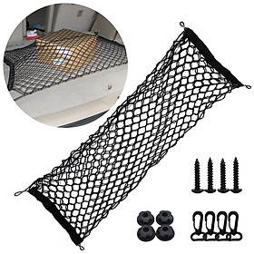 Universal Elastic Mesh Net Holder Cargo Nylon Car Boot Trunk Double-Layer Adjustable Multifunctional Luggage Accs Fit for Truck Vehicle SUV