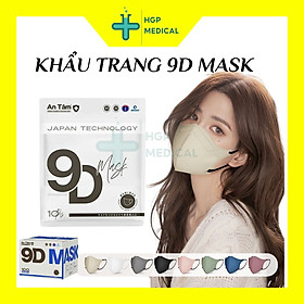 Khẩu trang 9D mask An Tâm, Vải xịn , thiết kế trông mặt thanh thoát, mũi cao , túi 10 cái