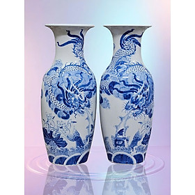 Đôi tiểu lục bình men lam gốm Bát Tràng