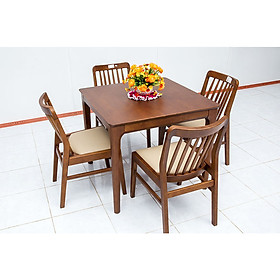 Mua Bộ bàn ăn gỗ cao su Nội Thất Nhà Bên Nan 26 (Nâu)
