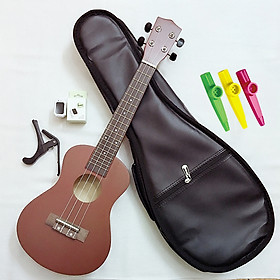 Combo Đàn Ukulele Concert Woim 33A19 tặng kèm bao da, máy lên dây, capo và 01 kèn Kazoo màu ngẫu nhiên