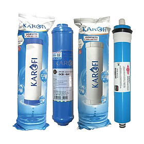 Mua Combo bộ 3 lõi lọc thô 123 (Lõi số 2 OCB T33 nhỏ) và 1 màng RO 50gpd cho máy lọc nước Karofi Ne - Hàng Chính Hãng