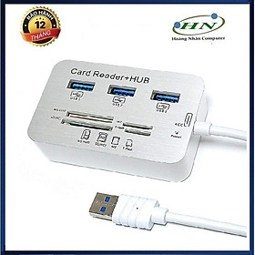 Mua Bộ Chia USB 3 Cổng 3.0 + Đầu Đọc Thẻ Nhớ Đa Năng - HUB USB 3.0/3.1 + Card Reader 5/10 Gbps - HN