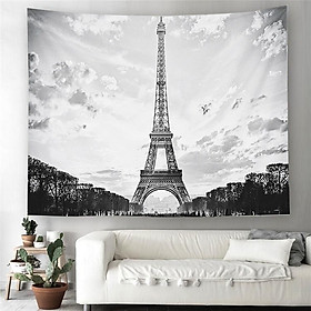 Tranh vải decor không gian phòng phong cách Châu Âu có đèn LED mẫu tháp Eiffel