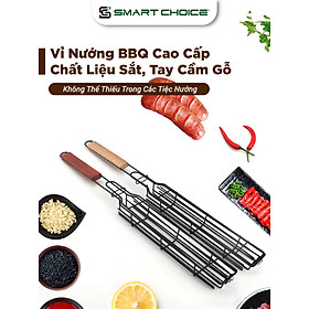 Mua Vỉ Nướng BBQ 2 Màu SMARTCHOICE Cao Cấp Chất Liệu Sắt- Tay Cầm Bằng Gỗ Tiện Dụng SCG-PK086
