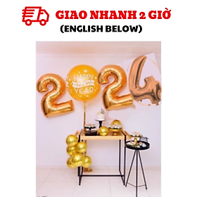 Bộ bong bóng trang trí Happy New Year màu vàng cbhp64