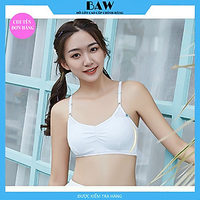 Hình ảnh Áo Ngực Nữ, Áo Bra Trắng Học Sinh Cotton Có Đệm Có Móc Điều Chỉnh Dây Mặc Thoáng Mát Thương Hiêu BAW mã AHS2