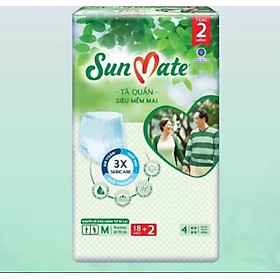Tặng Thêm 2 Miếng- Tã Quần Sunmate M18 Siêu Mềm Mại -HSD Luôn Mới